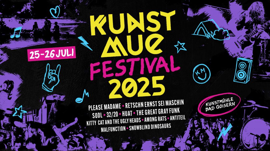 Festival poster for Kunstmue Festival 2025 in Bad Goisern with The Great Gray Funk.