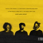 Ultima Radio album release show poster featuring the band's logo and the event details, including date, venue, and support act.