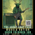 Concert poster for The Great Gray Funk, Modula Nation and Green Coloured Sun in Vienna on April 30th, 2025.